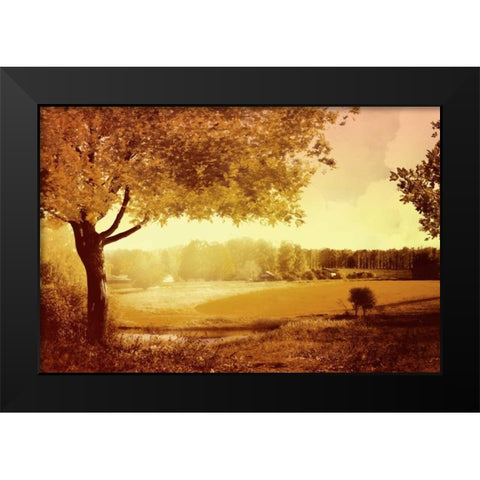 Golden Country Black Modern Wood Framed Art Print by PI Studio