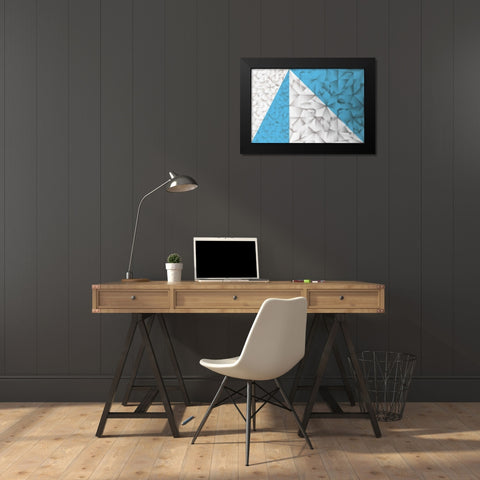 Triangles Squared Black Modern Wood Framed Art Print by PI Studio