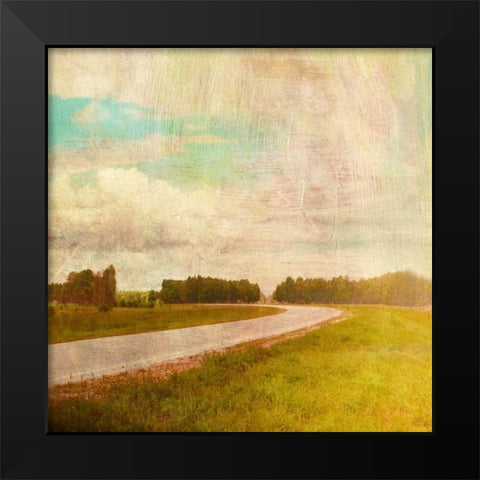 Vintage Road Black Modern Wood Framed Art Print by PI Studio