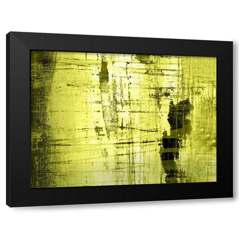 VERT LIME Black Modern Wood Framed Art Print with Double Matting by PI Studio