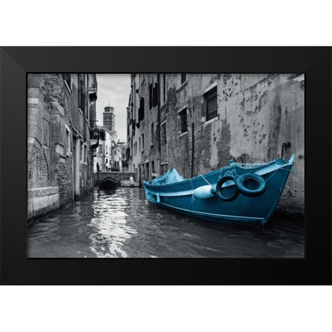 Barca Blue Black Modern Wood Framed Art Print by PI Studio