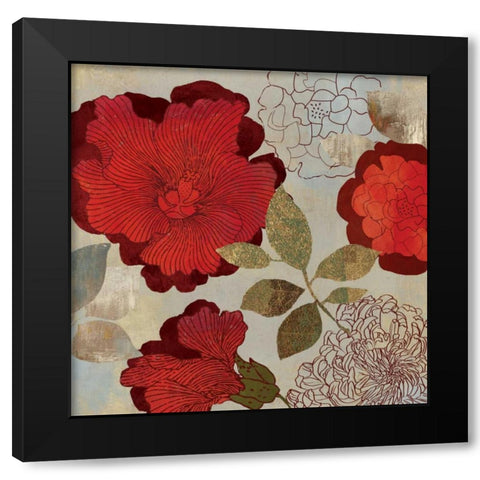 Rosa II Black Modern Wood Framed Art Print with Double Matting by PI Studio