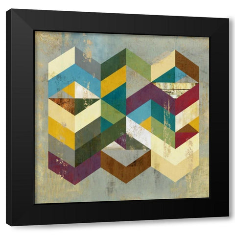 Geometrics I Black Modern Wood Framed Art Print with Double Matting by PI Studio