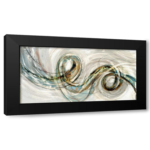 Swirly Whirly II Black Modern Wood Framed Art Print with Double Matting by PI Studio