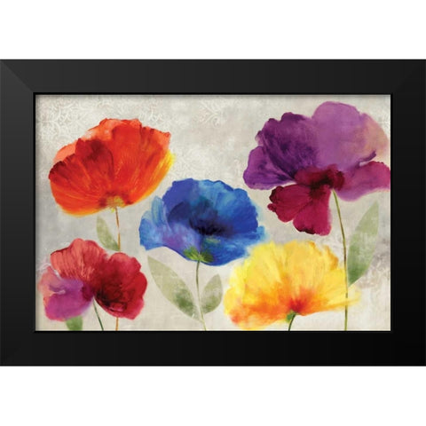 Jewel Florals Black Modern Wood Framed Art Print by PI Studio