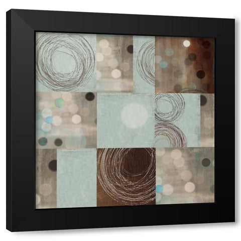 Dots and Swirls Black Modern Wood Framed Art Print with Double Matting by PI Studio