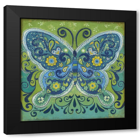 Butterfly Mosaic Black Modern Wood Framed Art Print by PI Studio