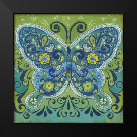 Butterfly Mosaic Black Modern Wood Framed Art Print by PI Studio