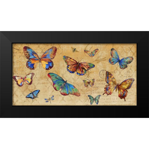Butterflies in Flight Black Modern Wood Framed Art Print by PI Studio