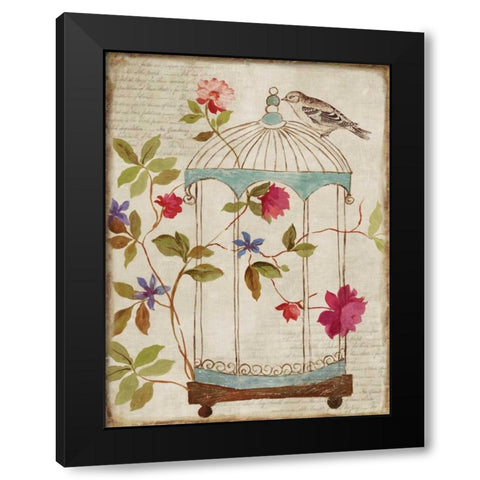 Birds Escape Black Modern Wood Framed Art Print with Double Matting by PI Studio