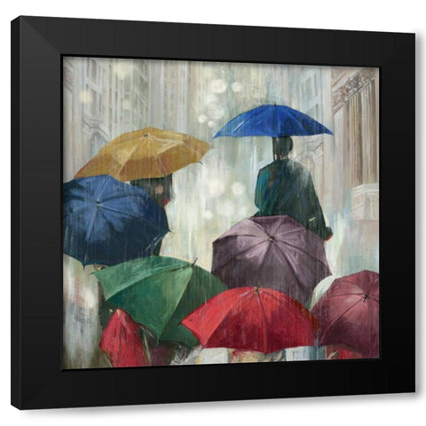 Downpour Black Modern Wood Framed Art Print with Double Matting by PI Studio