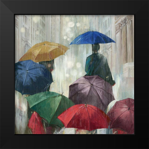 Downpour Black Modern Wood Framed Art Print by PI Studio