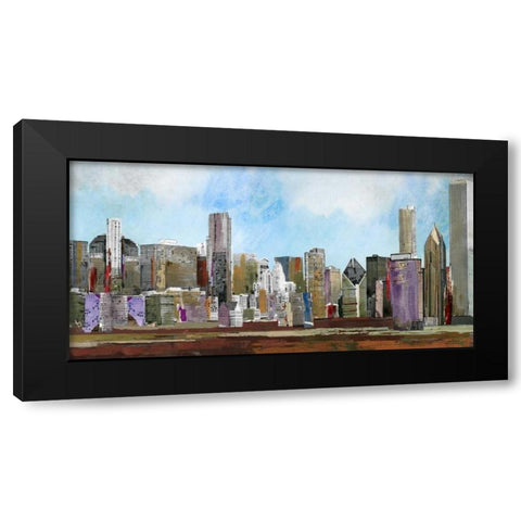 City Black Modern Wood Framed Art Print with Double Matting by PI Studio