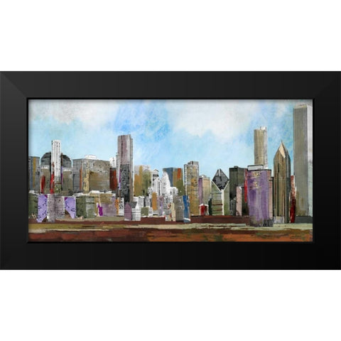 City Black Modern Wood Framed Art Print by PI Studio