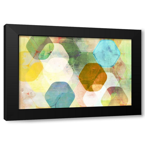 Rounded Hexagon I Black Modern Wood Framed Art Print with Double Matting by PI Studio