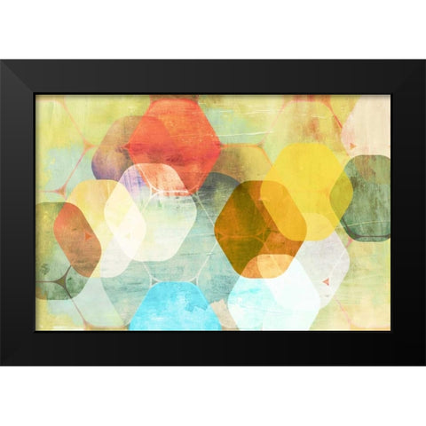 Rounded Hexagon II Black Modern Wood Framed Art Print by PI Studio