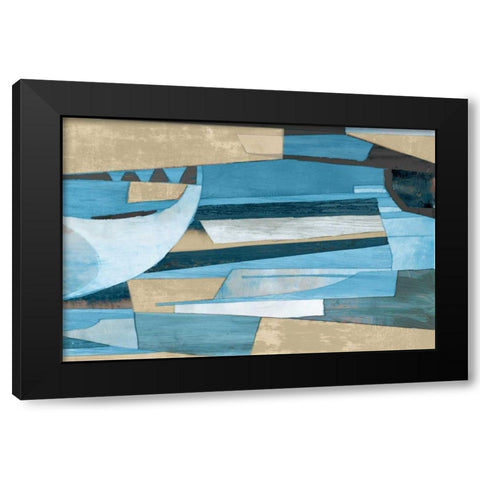 Cubist Shapes Black Modern Wood Framed Art Print with Double Matting by PI Studio