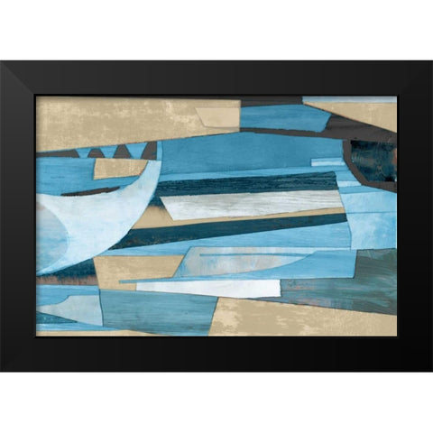 Cubist Shapes Black Modern Wood Framed Art Print by PI Studio