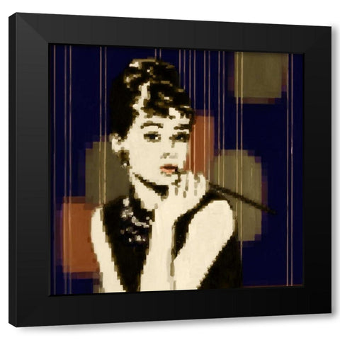 Pixeled Hepburn Black Modern Wood Framed Art Print with Double Matting by PI Studio