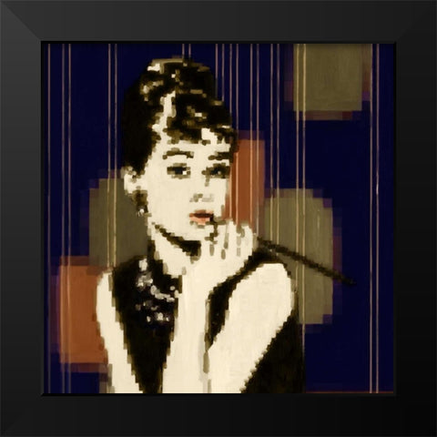 Pixeled Hepburn Black Modern Wood Framed Art Print by PI Studio