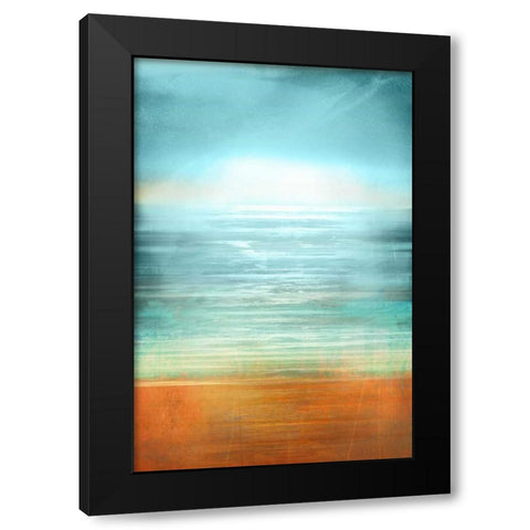 Ocean Abstract Black Modern Wood Framed Art Print by PI Studio