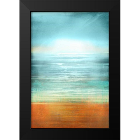 Ocean Abstract Black Modern Wood Framed Art Print by PI Studio