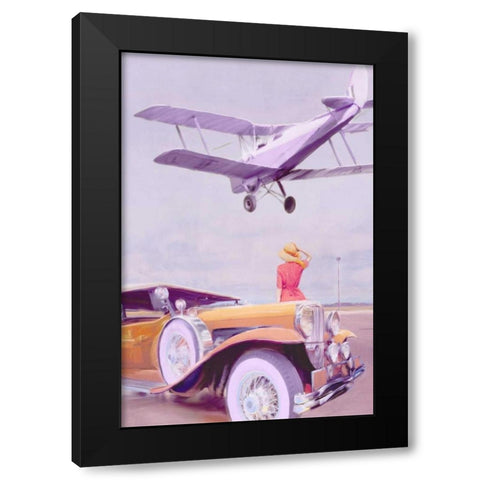 Vintage Airport Black Modern Wood Framed Art Print with Double Matting by PI Studio
