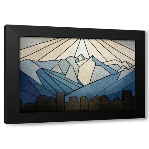 Geometric Mountain Black Modern Wood Framed Art Print with Double Matting by PI Studio