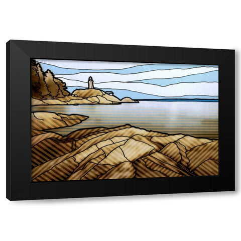 Graphic Lighthouse Black Modern Wood Framed Art Print with Double Matting by PI Studio