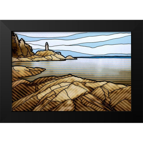 Graphic Lighthouse Black Modern Wood Framed Art Print by PI Studio