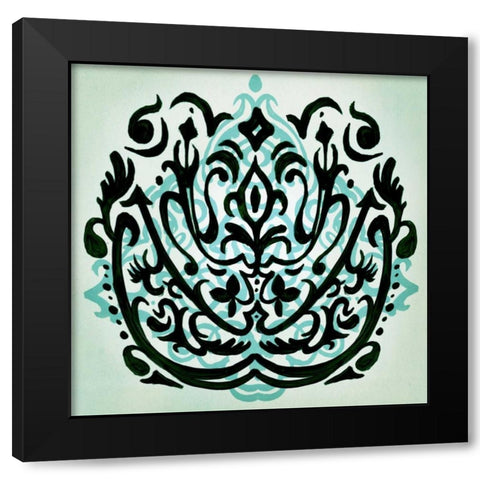 Ornamental Navy Pattern I Black Modern Wood Framed Art Print with Double Matting by PI Studio