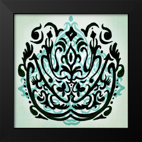 Ornamental Navy Pattern I Black Modern Wood Framed Art Print by PI Studio