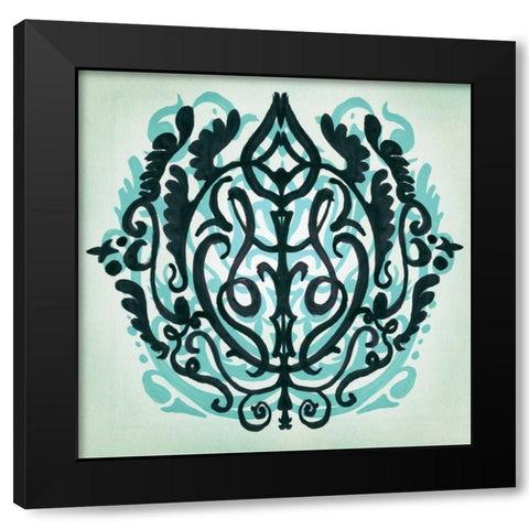 Ornamental Navy Pattern II Black Modern Wood Framed Art Print with Double Matting by PI Studio