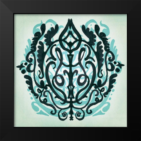 Ornamental Navy Pattern II Black Modern Wood Framed Art Print by PI Studio