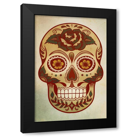 Day of the Dead Skull I Black Modern Wood Framed Art Print with Double Matting by PI Studio