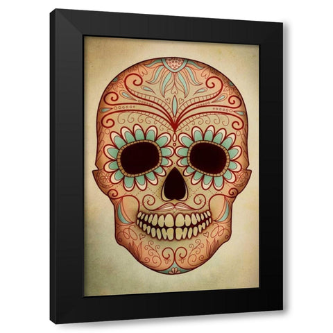 Day of the Dead Skull II Black Modern Wood Framed Art Print with Double Matting by PI Studio