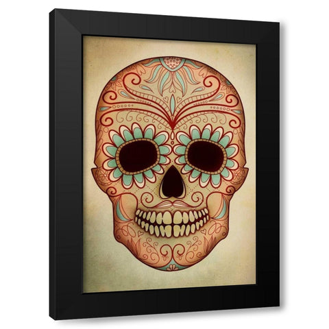 Day of the Dead Skull II Black Modern Wood Framed Art Print by PI Studio