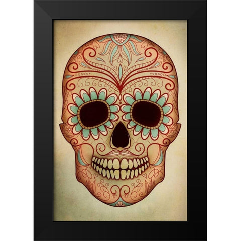 Day of the Dead Skull II Black Modern Wood Framed Art Print by PI Studio