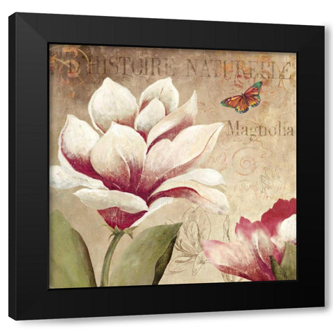 Magnolia Black Modern Wood Framed Art Print with Double Matting by PI Studio