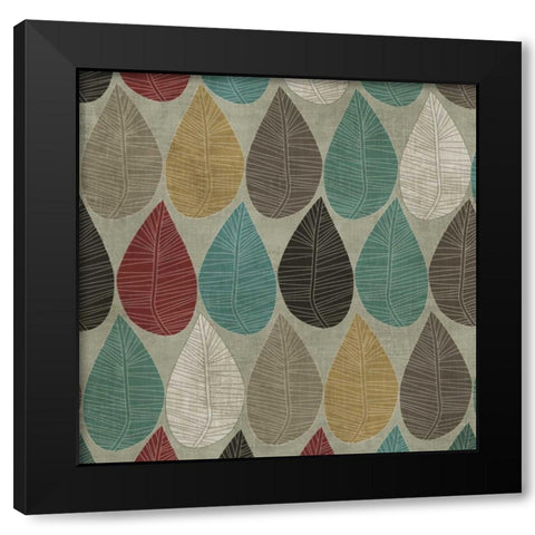Pattern Leaves Black Modern Wood Framed Art Print with Double Matting by PI Studio