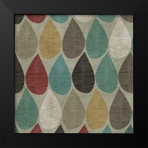 Pattern Leaves Black Modern Wood Framed Art Print by PI Studio