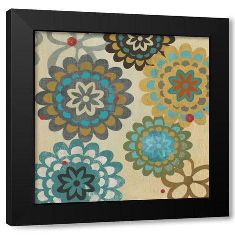 Floral Pattern I Black Modern Wood Framed Art Print by PI Studio