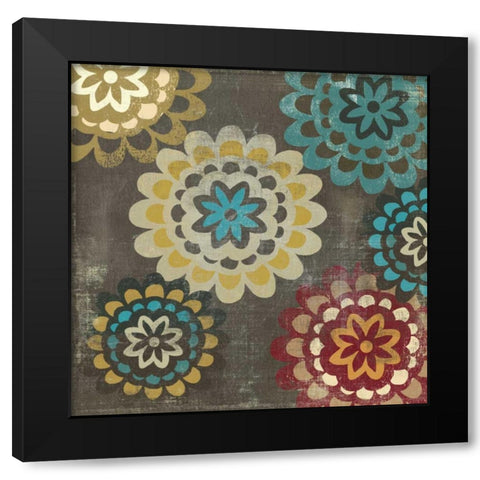 Floral Pattern II Black Modern Wood Framed Art Print with Double Matting by PI Studio