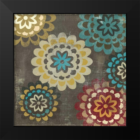 Floral Pattern II Black Modern Wood Framed Art Print by PI Studio