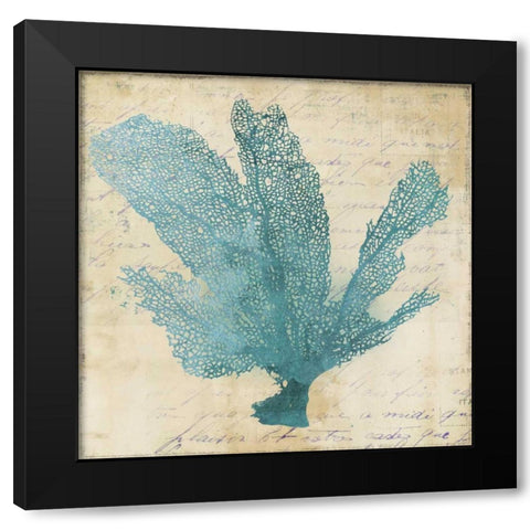 Blue Coral I  Black Modern Wood Framed Art Print with Double Matting by PI Studio