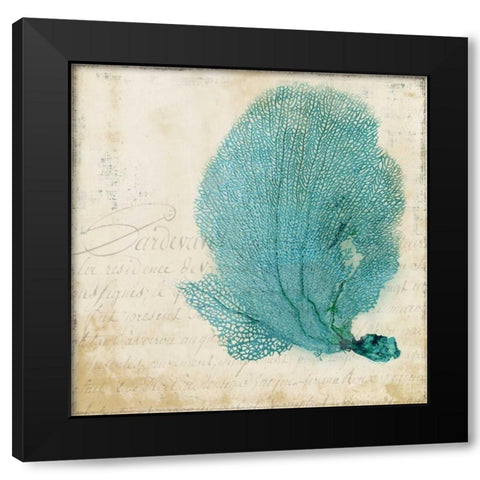 Blue Coral II Black Modern Wood Framed Art Print by PI Studio