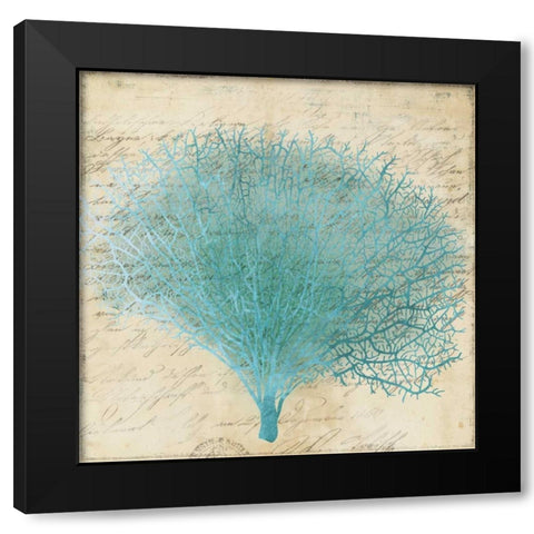 Blue Coral III Black Modern Wood Framed Art Print by PI Studio