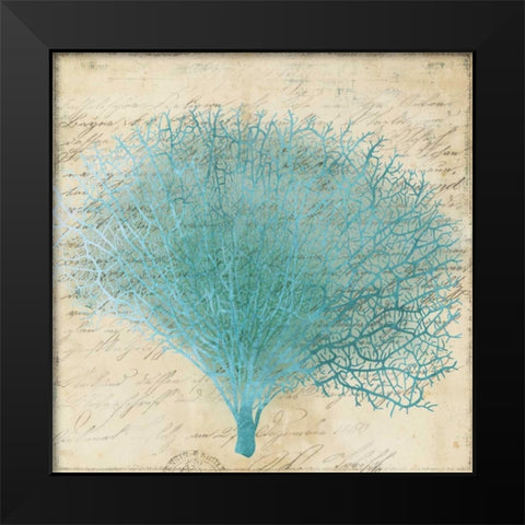 Blue Coral III Black Modern Wood Framed Art Print by PI Studio