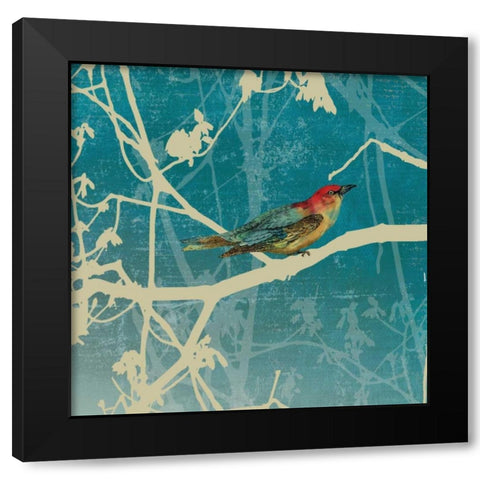 Blue Bird I Black Modern Wood Framed Art Print with Double Matting by PI Studio