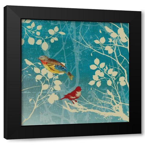 Blue Bird II Black Modern Wood Framed Art Print with Double Matting by PI Studio